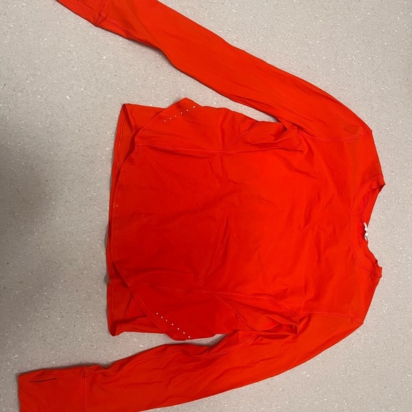 Lululemon UV Protection Fold-Over Running Long-Sleeve Shirt Solar Orange size 6‌ - Picture 13 of 14